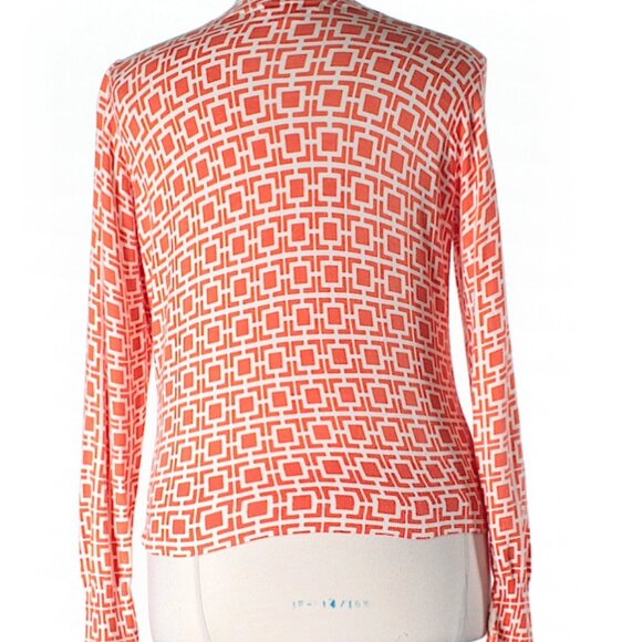 Banana Republic Burnt Orange/Cream Geometric Print Long Sleeve Cardigan - Picture 3 of 8